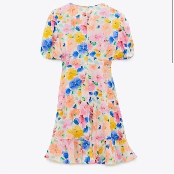 ZARA FLORAL PRINTED MINI DRESS - Picture 9 of 9